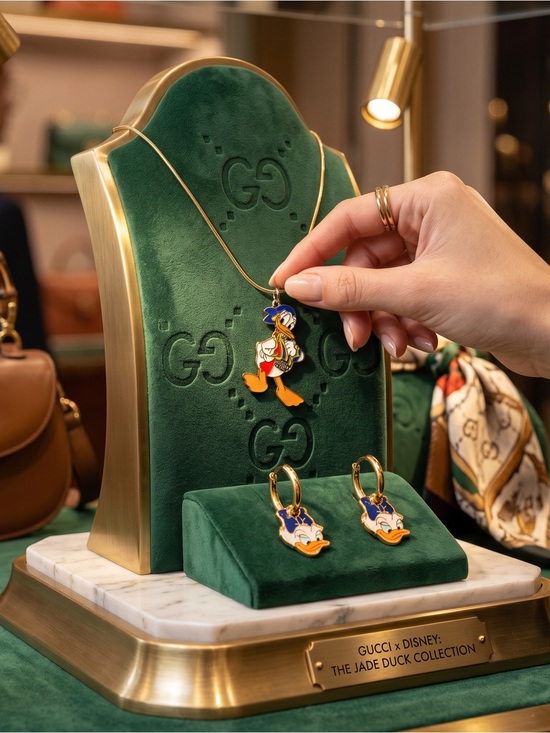 Fashion Jewelry Jewelry - Donald Duck Enamel Pendant & Hoop Earring Set in Blue, Orange, White, Gold